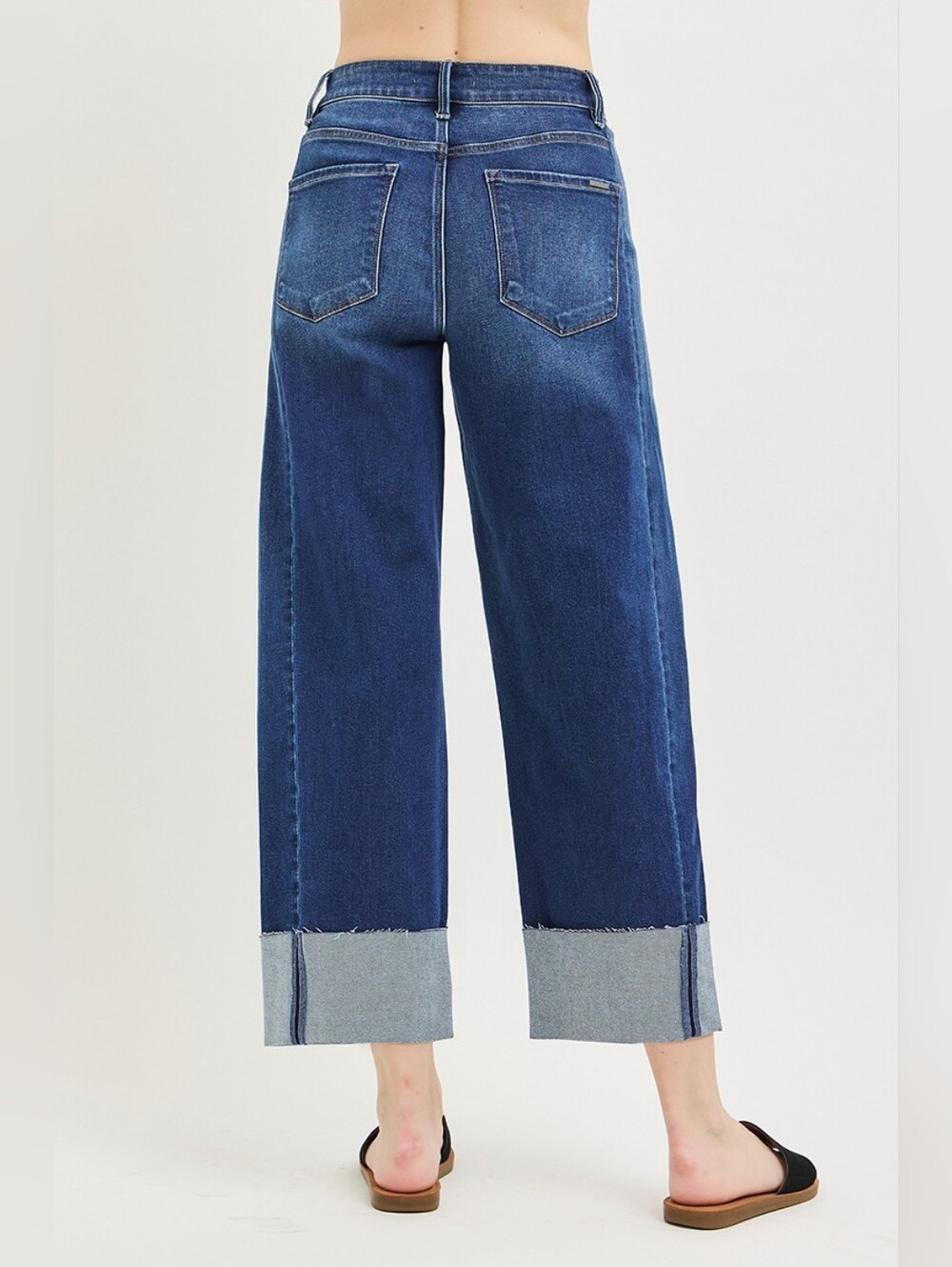 RISEN Dark Wash Slouchy Cuffed Barrel Jeans Stretch Relaxed Various Plus NEW - Picture 5 of 6